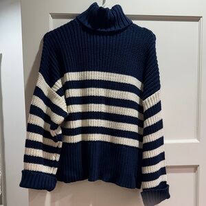 Madewell NWT Navy and Cream Striped Turtleneck Sweater